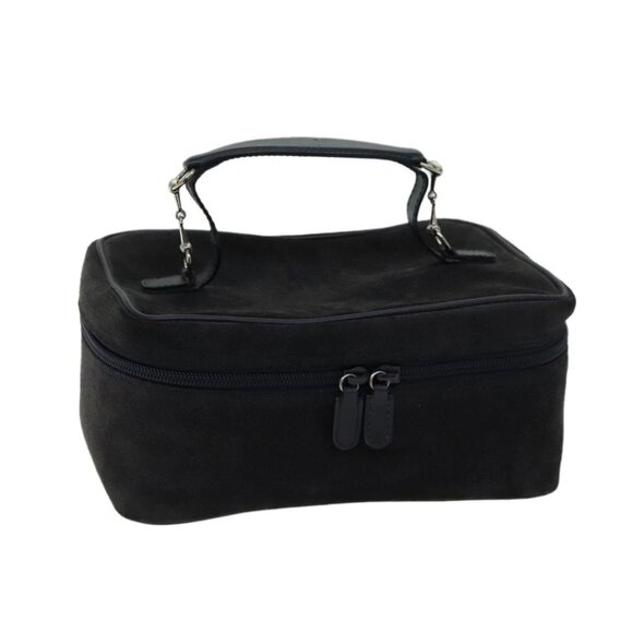 GUCCI Vanity Cosmetic Pouch Suede Black 032 1705 0140 Auth 70384 - Picture 1 of 14